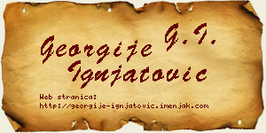 Georgije Ignjatović vizit kartica